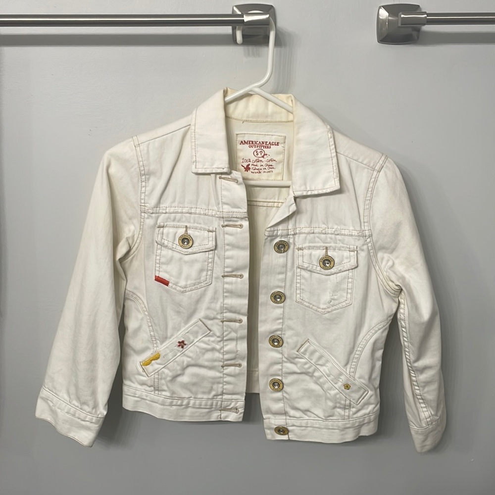 Cropped White Jean Jacket